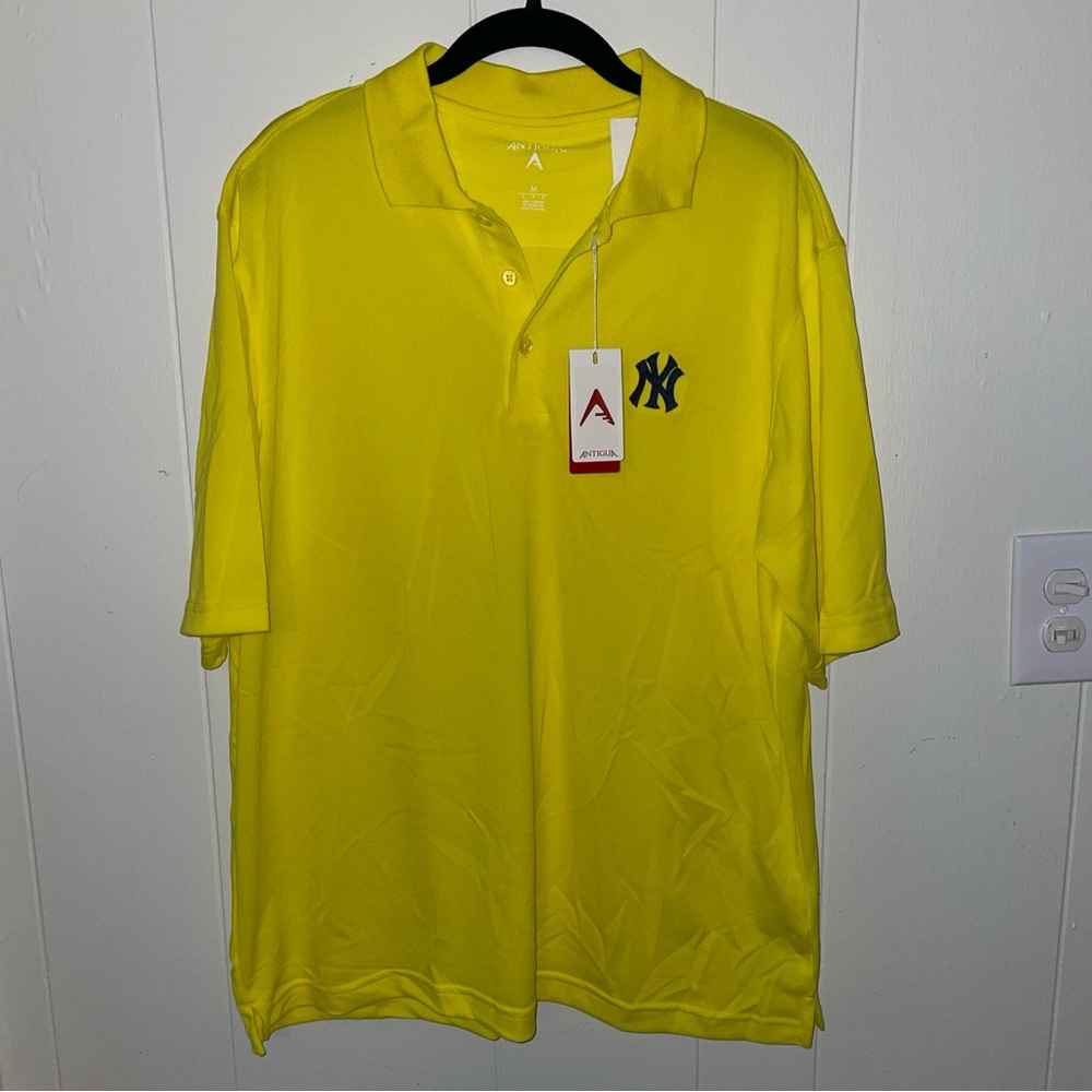 Antigua New York Yankees Bright Yellow Polo Shirt Men’s Medium NWT